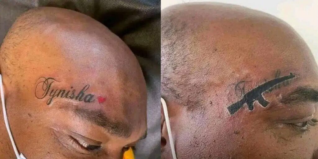 mixed-reactions-as-man-who-tattooed-girlfriend’s-name-‘tynisha’-changes-it-to-‘gun’-after-breakup-(photos)