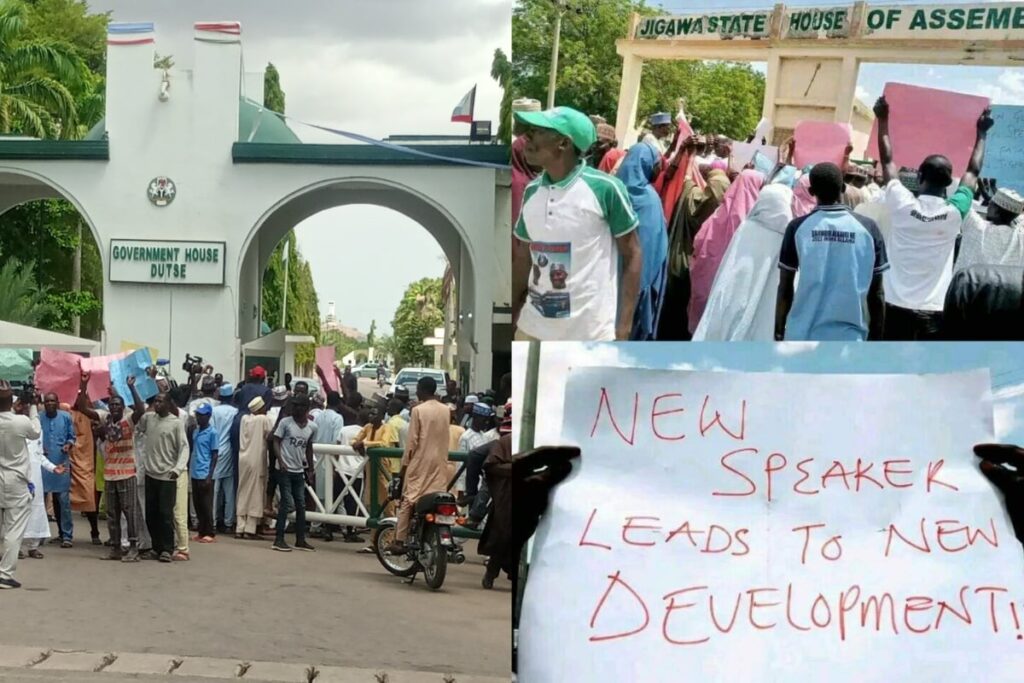 jigawa-9th-assembly:-apc-supporters-protest-over-alleged-plan-to-impose-speaker