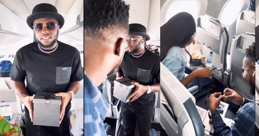 man-proposes-to-girlfriend-aboard-flight-with-the-help-of-comedian,-i-go-save-(video)