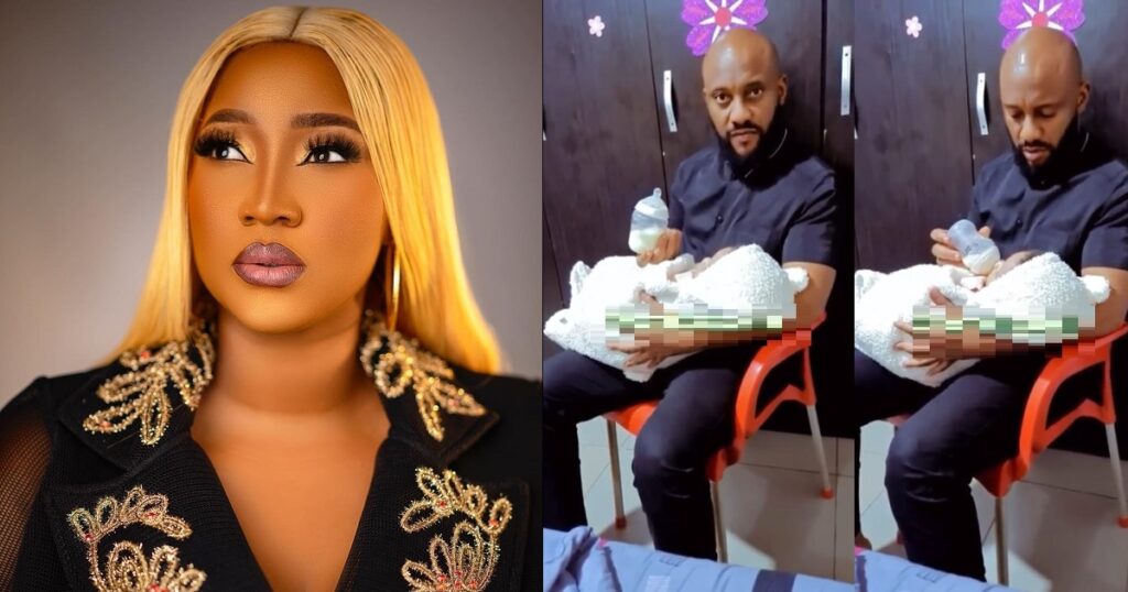 judy-austin-hails-husband,-yul-edochie-as-‘best-dad’-as-he-feeds-their-newborn-baby-(video)
