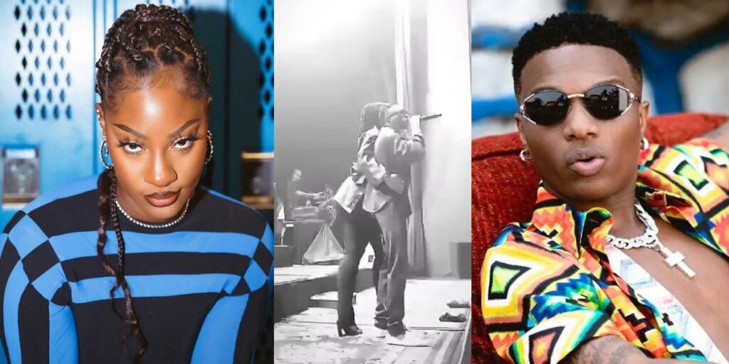 “tems,-take-it-easy”-—-fans-react-as-singer-tems-passionately-hugs-wizkid-onstage-(video)
