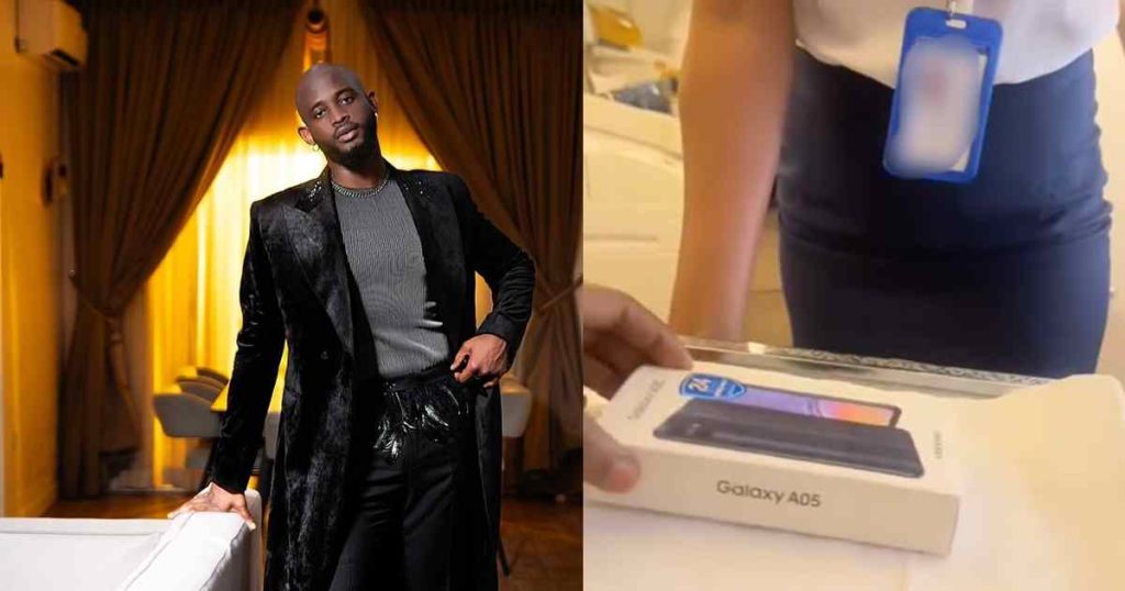 “i-won-a-phone-on-my-flight”-–-actor-taymesan-gets-in-flight-surprise,-wins-new-phone-on-nigerian-airline-(video)