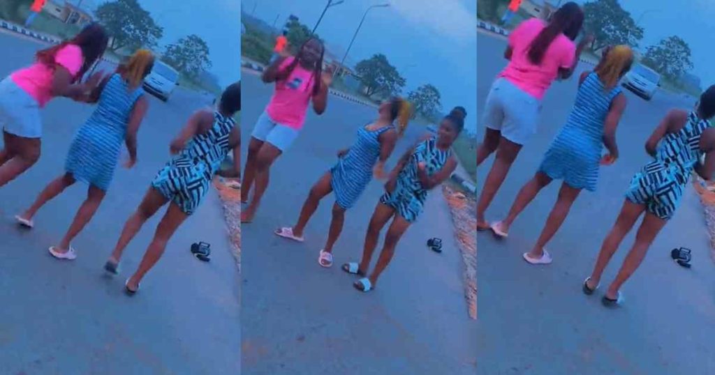 ladies-flee-as-a-driver-intentionally-d!srupts-their-video-shoot-on-the-road-(watch)
