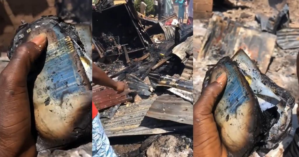 “imagine-he-was-saving-his-rent”-–-man-suffers-l0ss-as-stack-of-₦1,000-notes-reduced-to-ashes-after-fire-outbreak-(watch)
