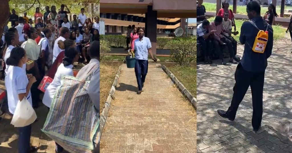 “who-be-that-one-wey-carry-pot”-–-nigerian-students-get-creative-on-‘no-bag-day’,-show-up-with-unusual-carriers-(watch)