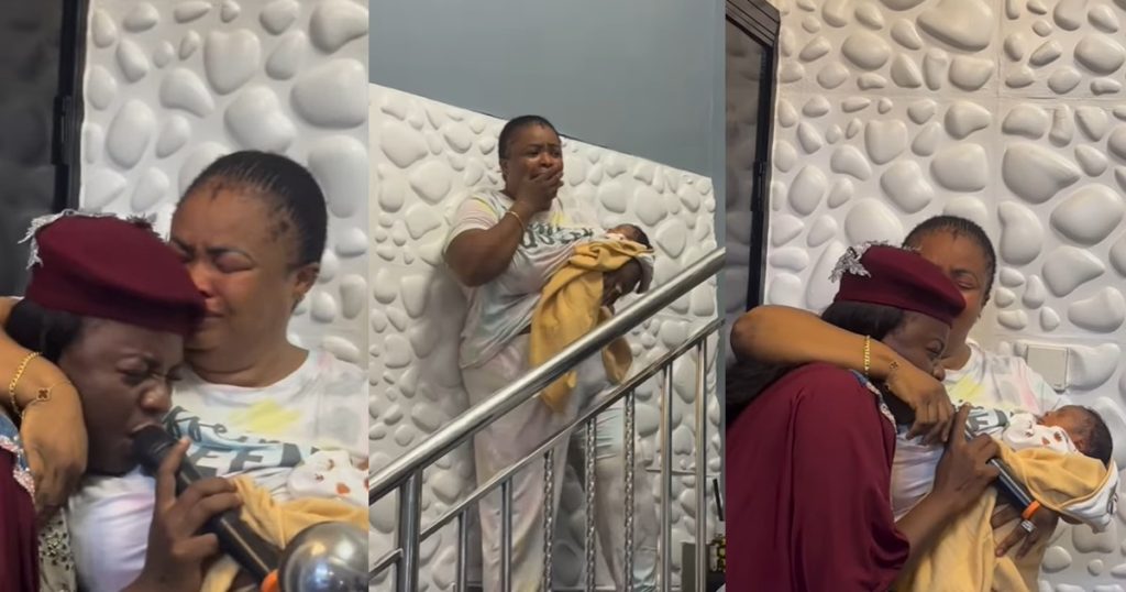 gospel-singer,-yinka-alaseyori-pays-heartfelt-visit-to-dayo-amusa-following-childbirth-(watch)