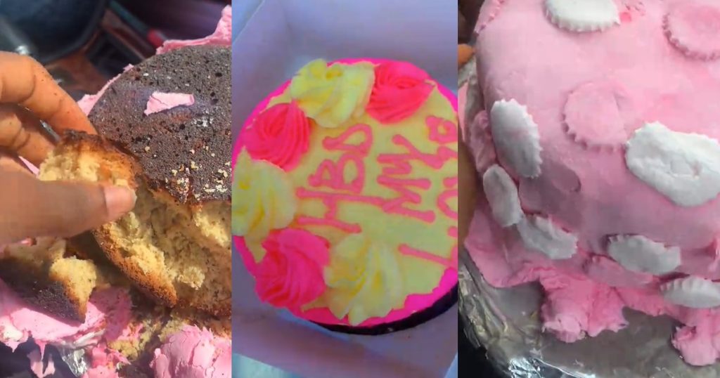 lady-becomes-a-vict!m-of-‘what-i-ordered-vs-what-i-got’-after-vendor-delivers-₦20,000-stone-like-cake-(video)