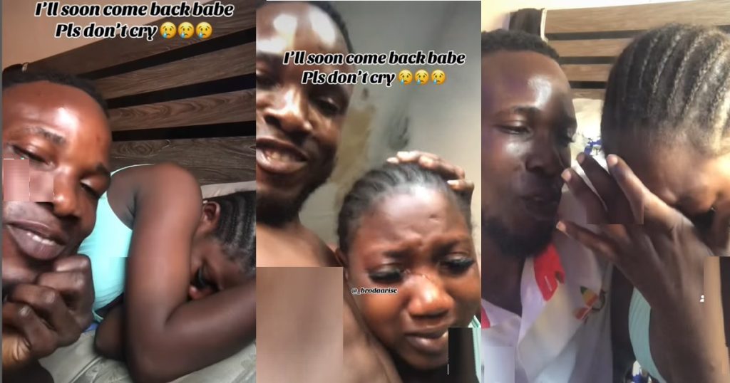 “na-evil-forest-he-dey-go?”-–-lady-burst-into-tears-as-boyfriend-leaves-for-work,-netizens-react-(video)