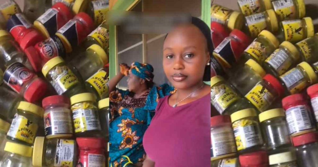 lady-displays-a-large-collection-of-empty-menthol-bottles-due-to-her-mother’s-addicti0n-(watch)