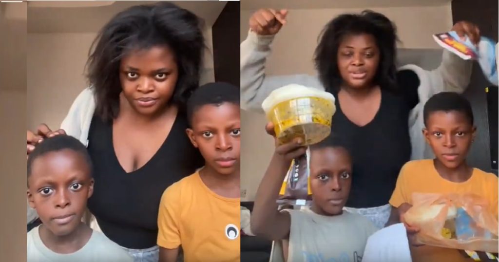 lady-calls-out-her-siblings’-school-for-serving-them-akpu-and-egusi-soup-at-their-end-of-year-party-(video)