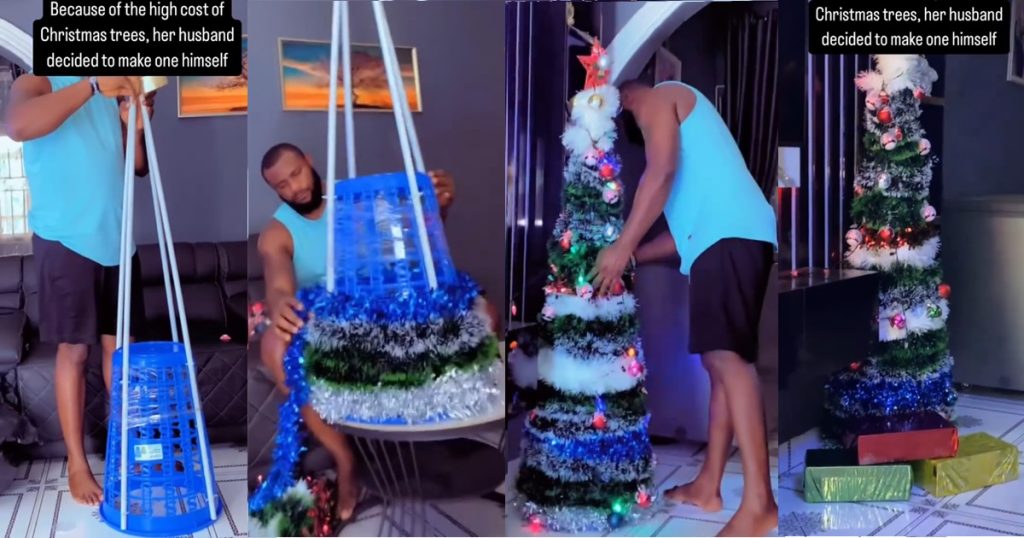 man-receives-public-admiration-for-improvising-a-christmas-tree-due-to-the-cost-of-a-ready-made-tree-(video)