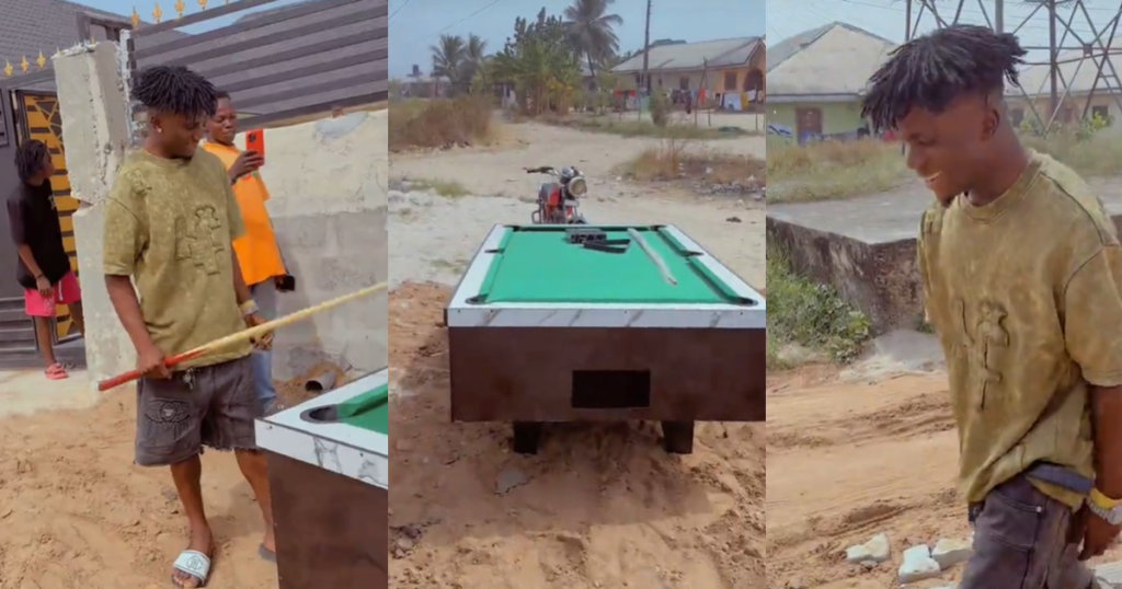 nigerian-lady-surprises-her-man-with-his-favorite-game,-a-snooker-board-as-a-birthday-gift-(watch)