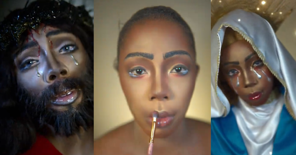 nigerian-make-up-artist-sh0cks-the-internet-with-her-skills-by-transforming-herself-into-the-holy-mary-and-jesus-christ-(video)