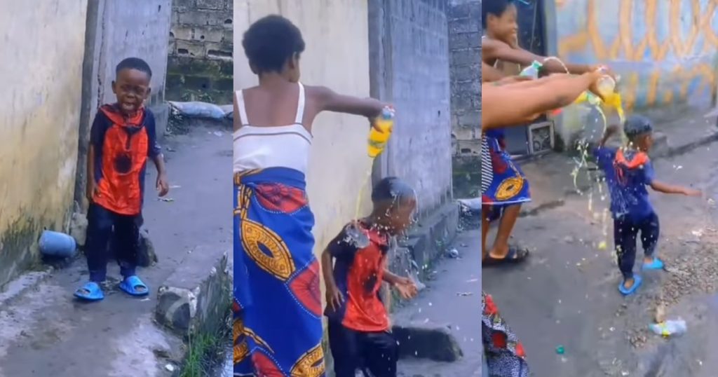 tongue-w@gs-as-little-boy-gets-showered-with-juice-to-celebrate-his-birthday-(watch)