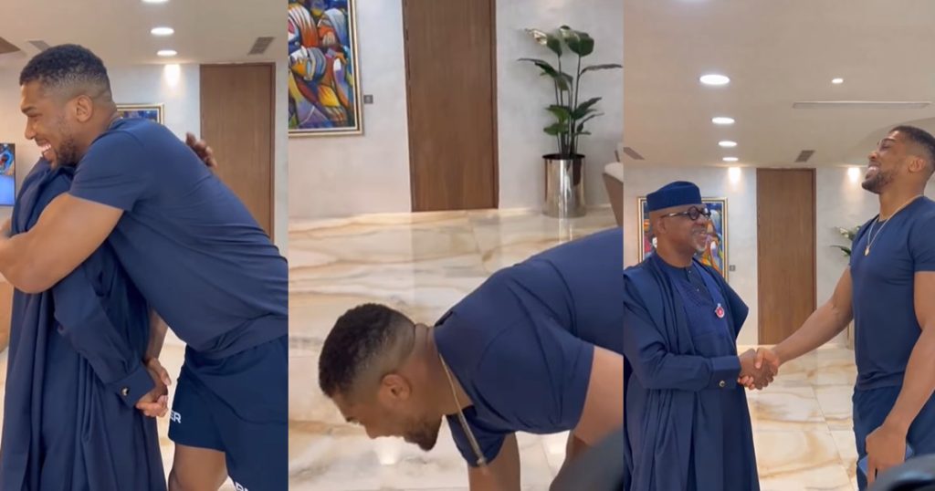 moment-anthony-joshua-prostrates-to-greet-governor-dapo-abiodun-in-ogun-state-warms-hearts-(watch)