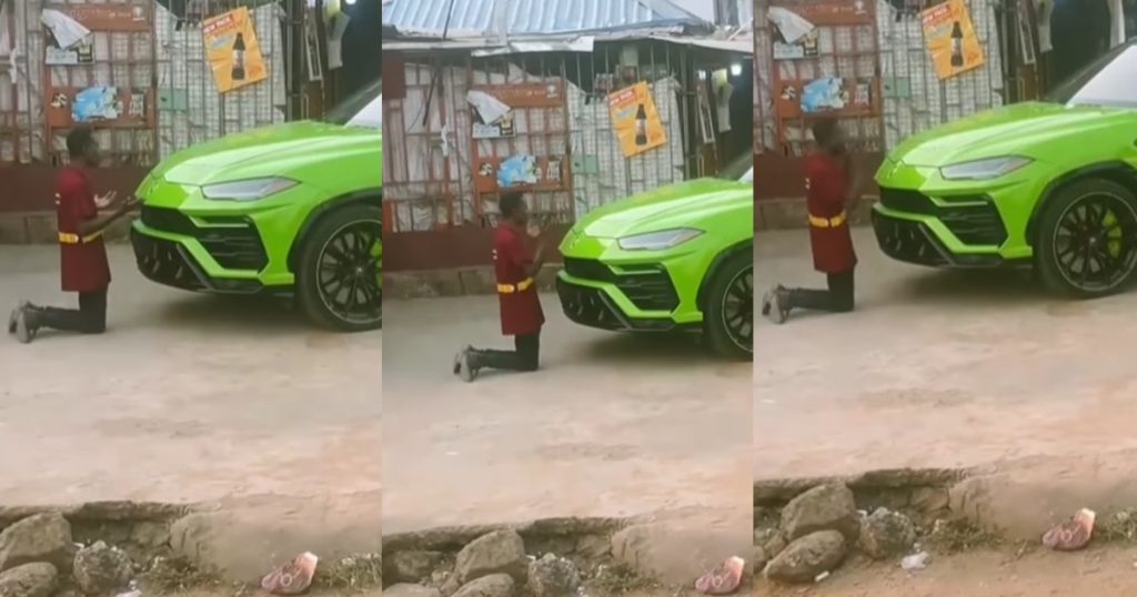 “if-him-no-work-nothing-for-am”-–-man-kneels-down-to-pray-for-exotic-car-after-spotting-one-on-the-street-(watch)