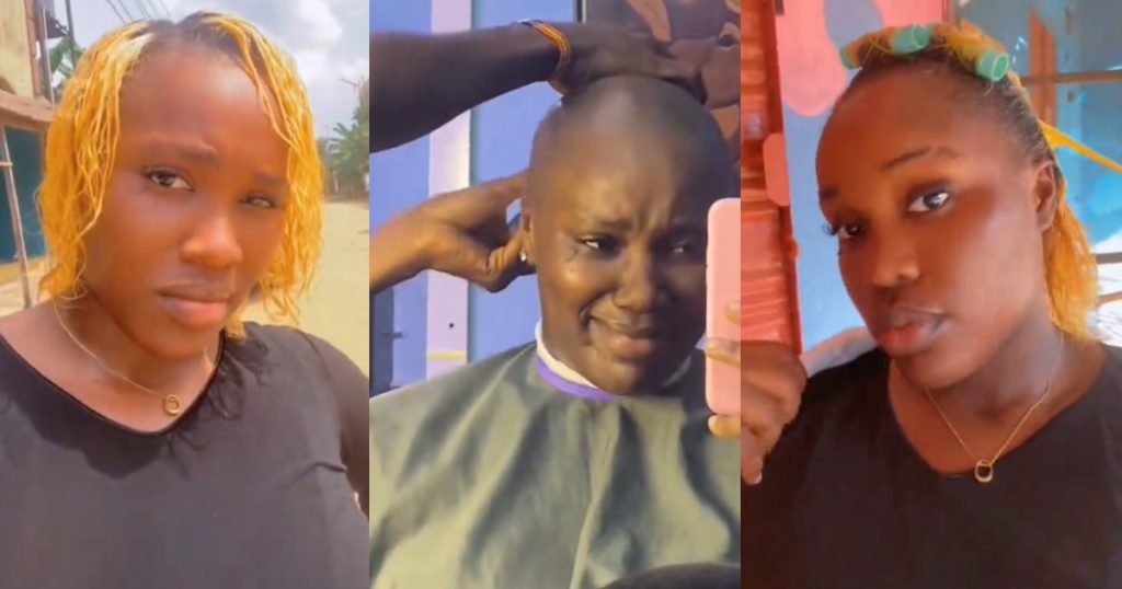“omo-you-be-like-african-queen”-–-lady-goes-b@ld-after-styling-her-in-the-village-(watch)