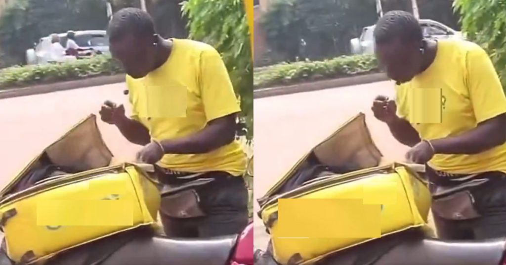 “make-men-taste-dis-food-nah”-–-reactions-as-dispatch-rider-was-c@ught-‘redesigning’-delivery-food-(watch)