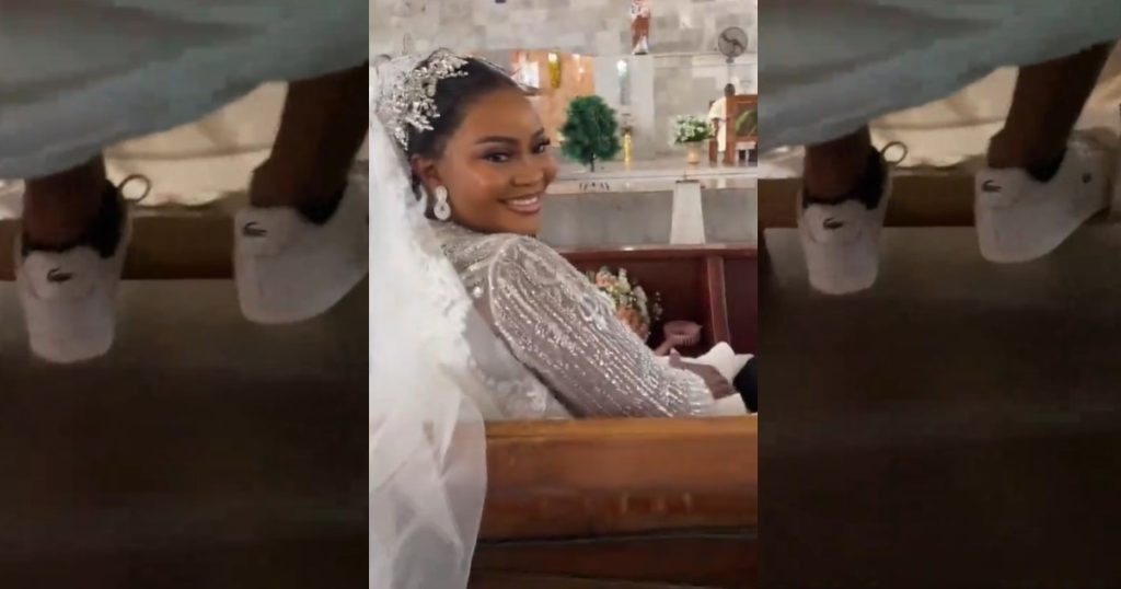 “bride-way-no-want-anything-to-strɘss-her”-–-moment-bride-wore-sneakers-for-her-church-wedding-(watch)