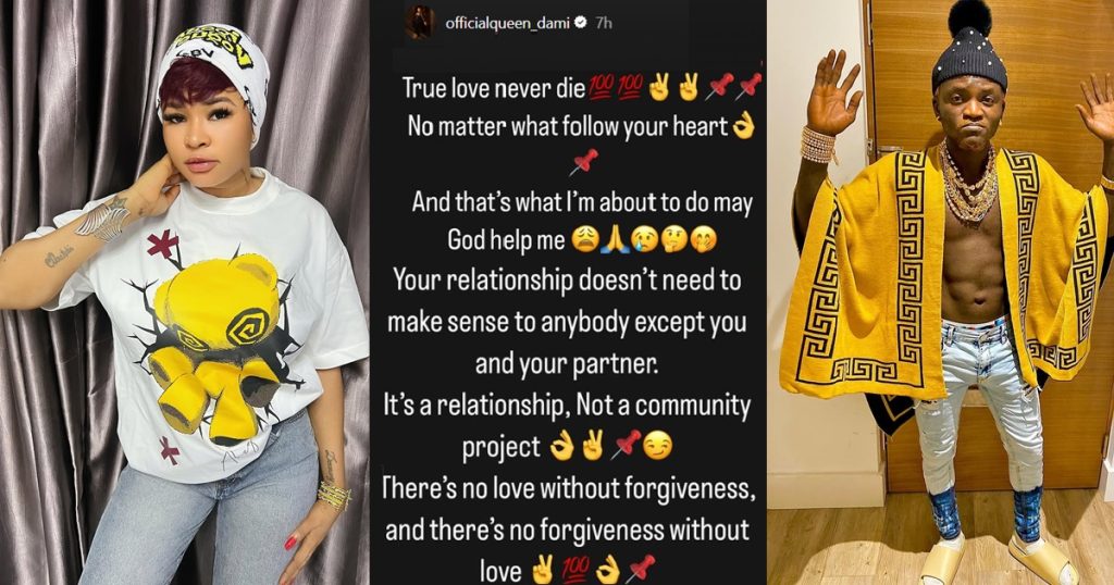 “true-love-never-d!es,-there’s-no-love-without-forgiveness”-–-queen-dammy-drops-hint-of-going-back-to-portable-after-public-separation