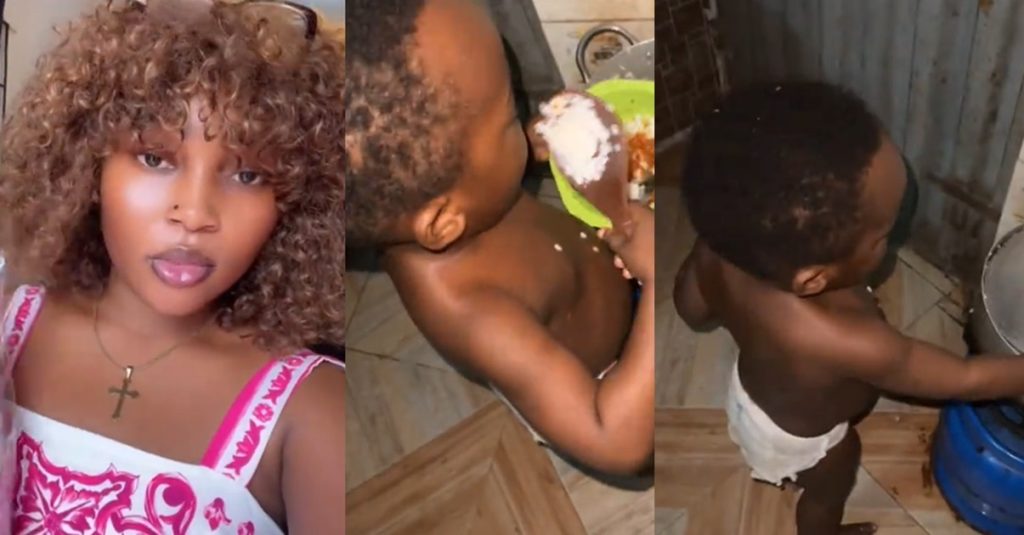 “this-one-na-old-man”-–-moment-mother-catches-her-two-year-old-son-dishing-up-dinner-by-himself-(video)