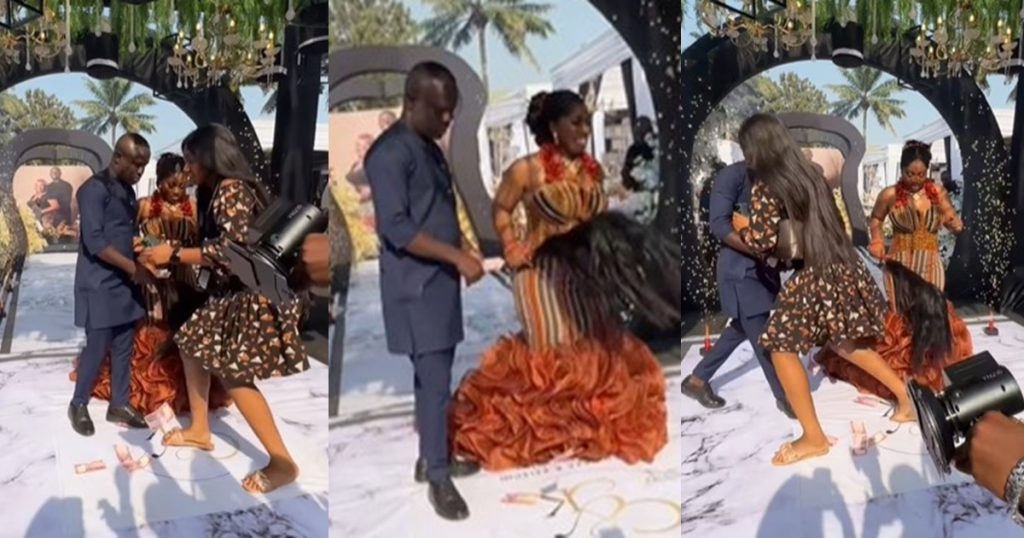 “let-the-bride-have-her-moment”-–-event-planner-ch@sed-away-party-guest-for-d!srupting-bride’s-entrance-with-naira-notes-(watch)
