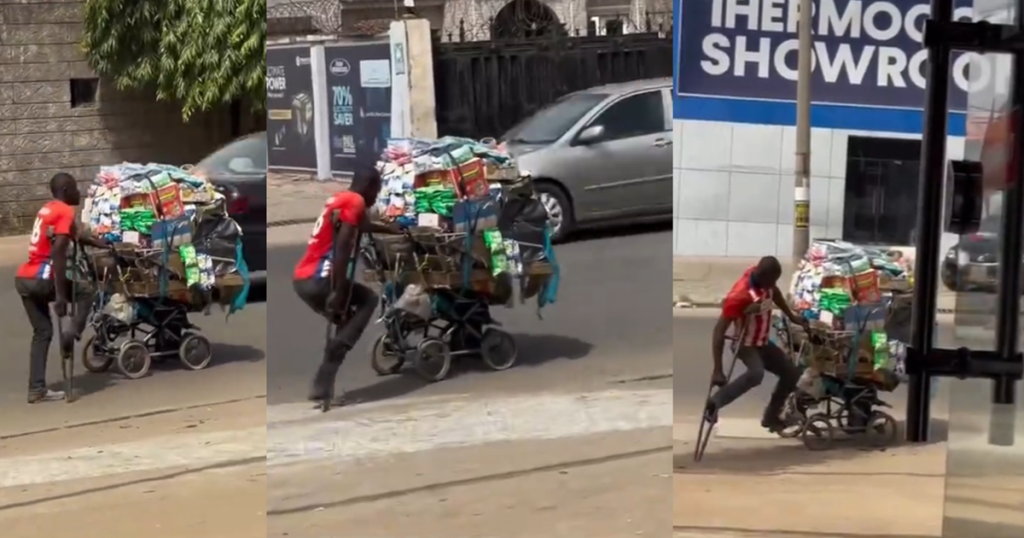 netizens-stunned-as-one-legged-man-hawks-his-business-with-a-wheel-barrow-(video)