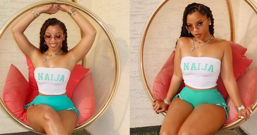 burna-boy’s-girlfriend,-chloe-bailey-rocks-a-shirt-customized-with-the-word-naija-(images)
