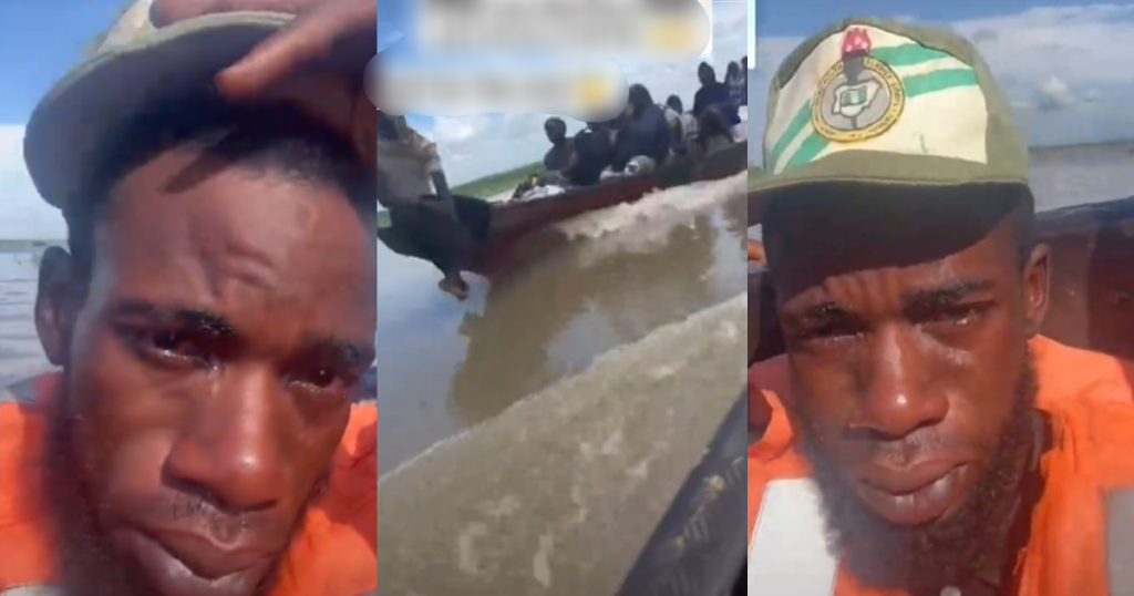 “see-as-i-dey-cɾy-like-babe”-male-corper-suffers-emotional-brɘakdown-after-boat-brɘaks-down-in-the-middle-of-the-water-(video)