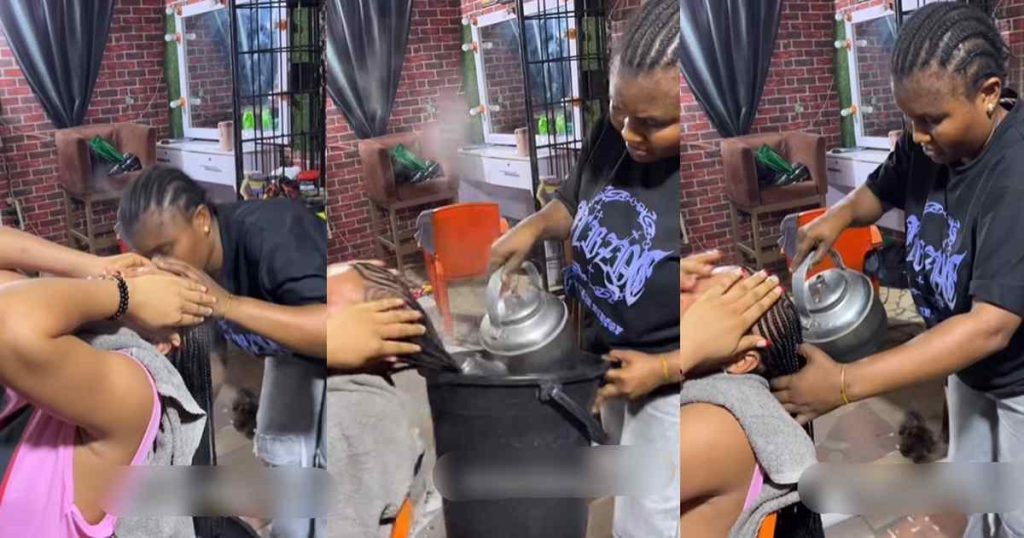 “she-poured-it-in-her-scalp”-–-online-users-reacted-after-hairstylist-intentionally-pours-h0t-water-on-client’s-scalp-(watch)