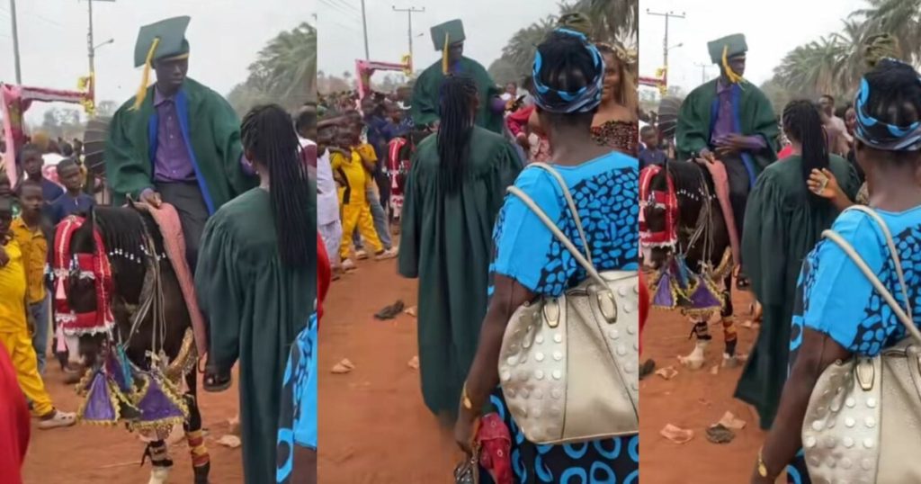 netizens-stunned-as-fresher-arrives-at-his-matriculation-ceremony-on-a-horse-(video)
