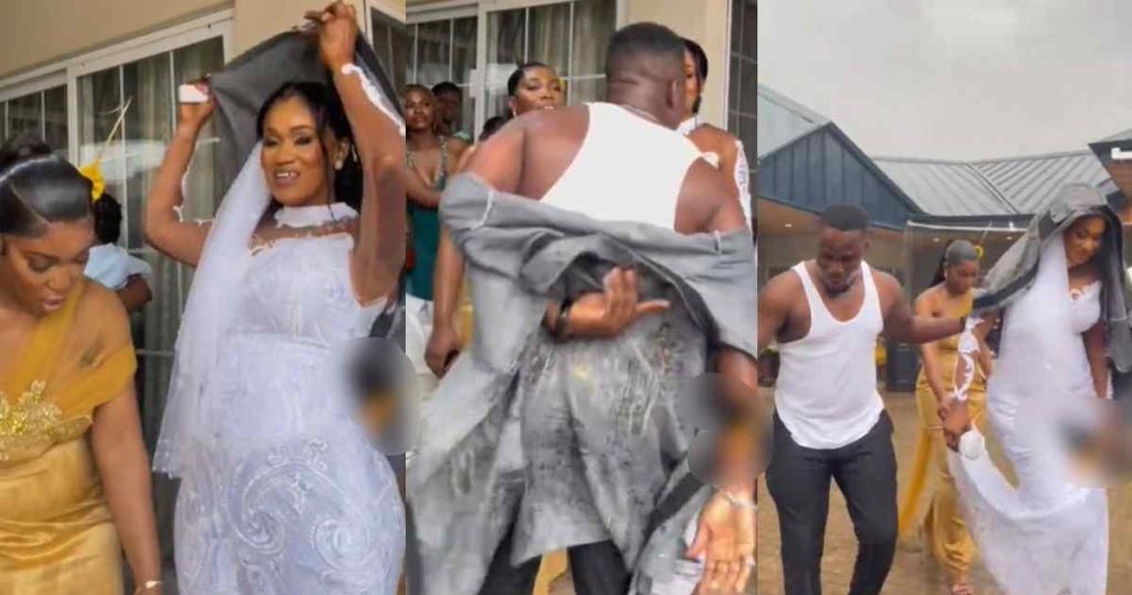 online-users-stunned-after-a-wedding-mc-removed-his-shirt-for-the-bride-to-shield-herself-from-the-rain-(video)