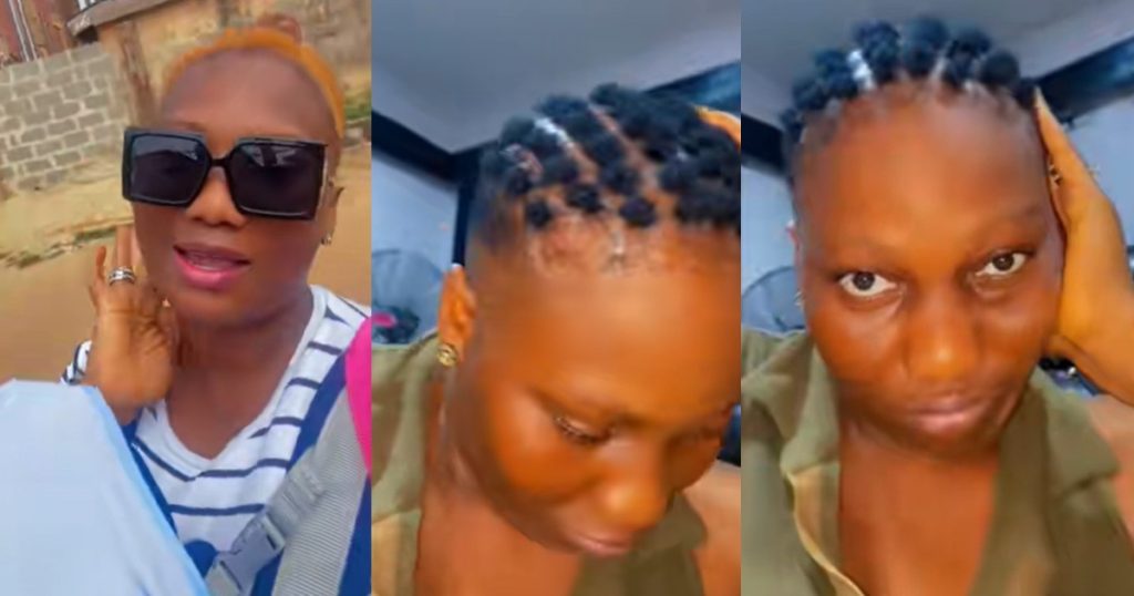 “i-don-dey-plait-puff-puff”-–-woman-gets-hair-plaited-after-cutting-it-without-husband’s-consent-(video)