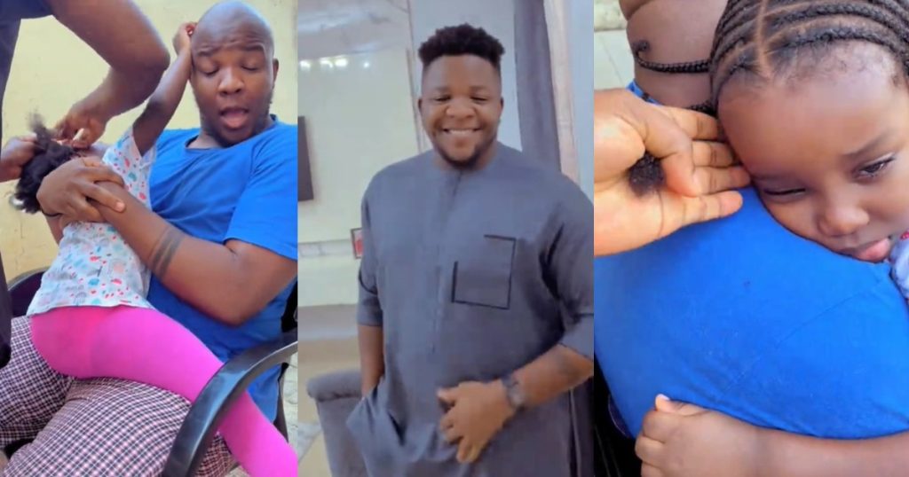 man-opens-up-about-his-experience-with-fatherhood-after-his-daughter’s-hair-plaiting-struggle-(watch)
