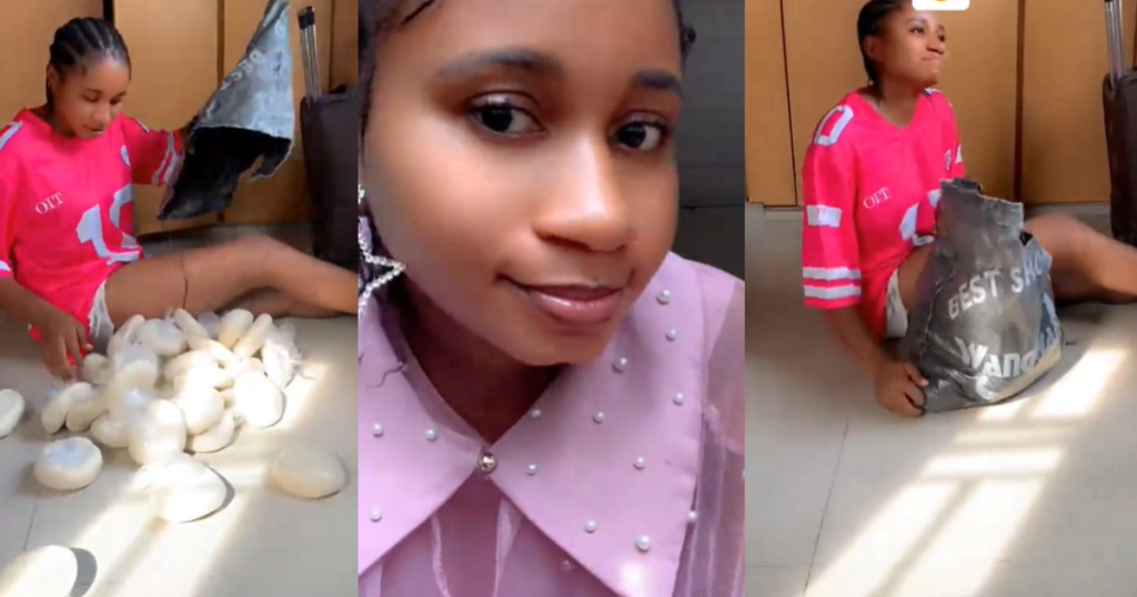 “na-only-tray-you-go-just-add”-–-lady-gets-a-bag-of-fufu-after-requesting-a-food-tray-from-dad-as-a-birthday-gift-(watch)