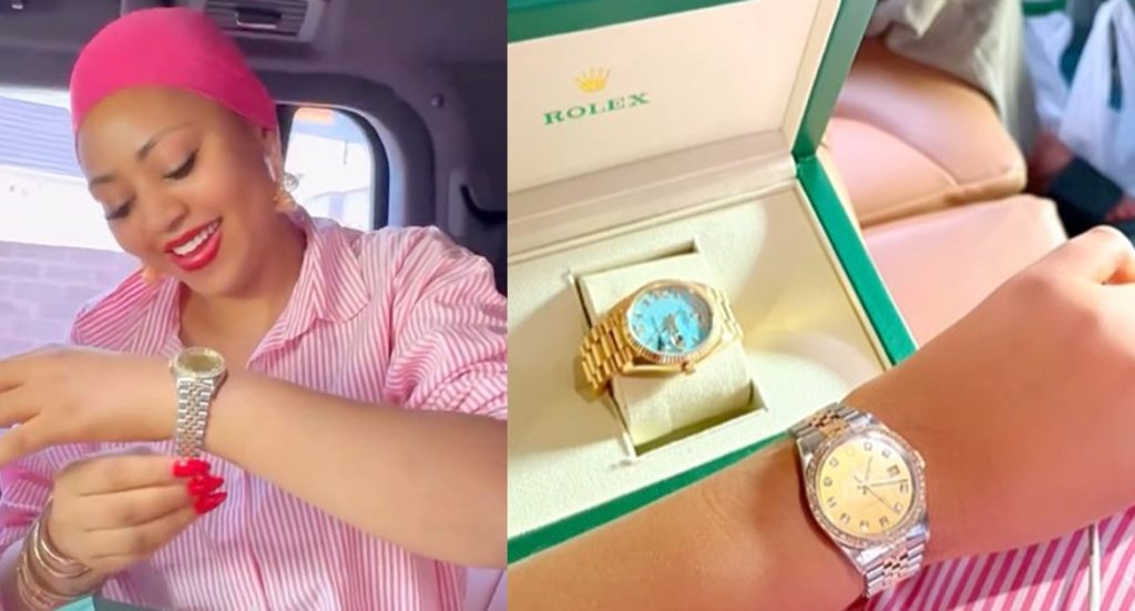 “easy-30k”-–-actress-regina-daniels-proudly-flaunts-her-newly-acquired-rolex-watch-(images)