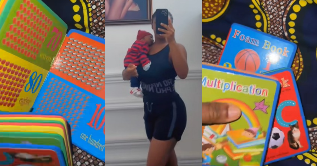 “he-wants-his-son-to-be-a-mathematician”-–-woman-shares-the-‘children’s-books’-her-husband-bought-for-their-newborn-baby-(watch)