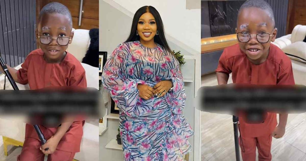 actress-wumi-toriola-dressed-her-son-like-a-100-year-old-man-to-celebrate-his-100th-day-in-school-(watch)