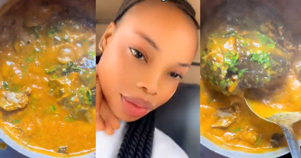 “hope-say-you-pack-am-back”-–-lady’s-pot-of-soup-spills-on-the-floor-after-she-decided-to-make-content-while-cooking-(watch)