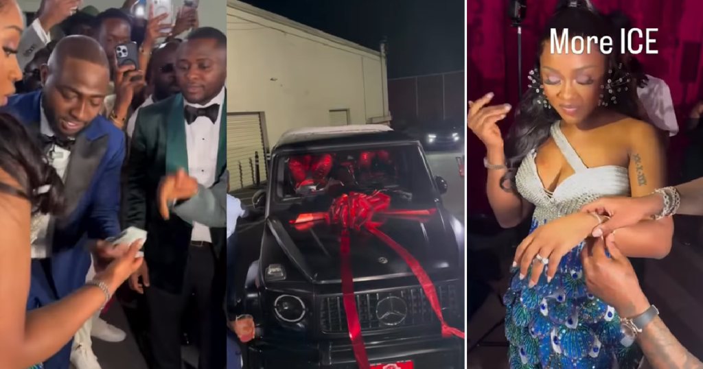 diamond-bracelet,-brand-new-car,-see-the-various-luxury-items-davido-gifted-chioma-on-her-birthday-(video)