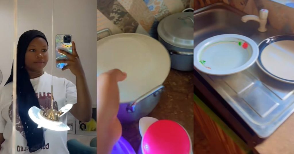 “she-don-experience-water-scarcity-for-her-house”-–-lady-sh0cked-to-find-kitchen-utensils-filled-with-water-after-asking-friend-for-help-(watch)