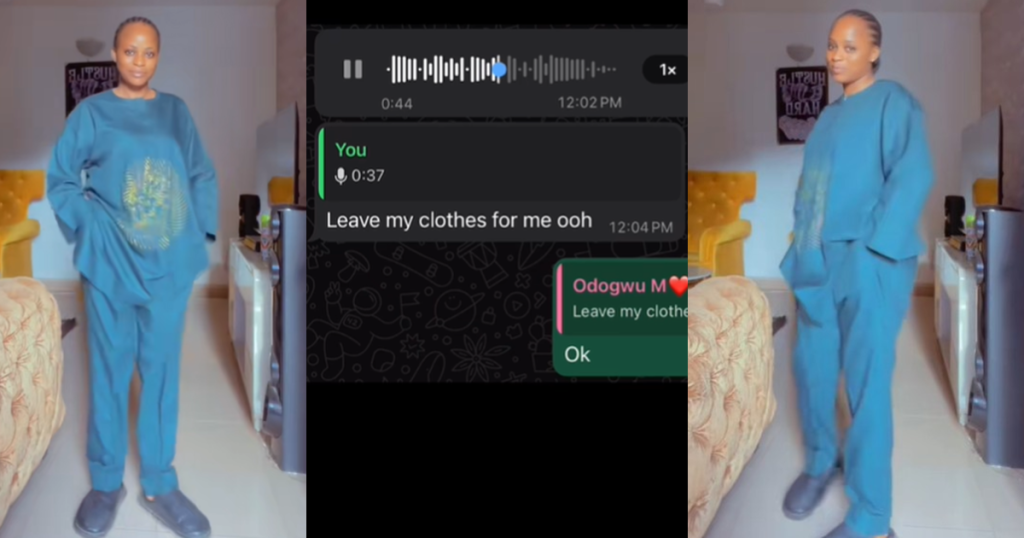 “how-else-should-i-w@rn-you-against-wearing-my-clothes?”-–-man-questions-as-his-wife-wears-the-native-attire-meant-for-an-event-before-him-(video)