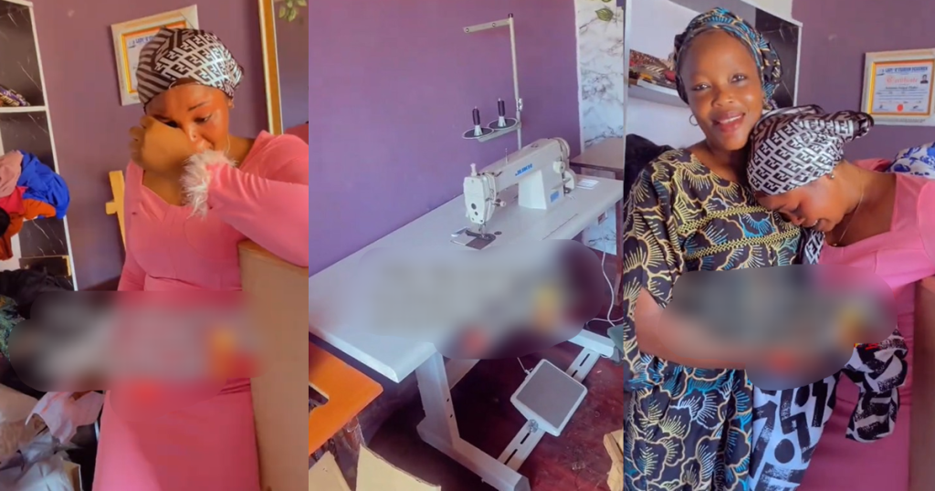 lady-receives-her-dream-sewing-machine-as-a-birthday-gift-from-her-mum-(watch)