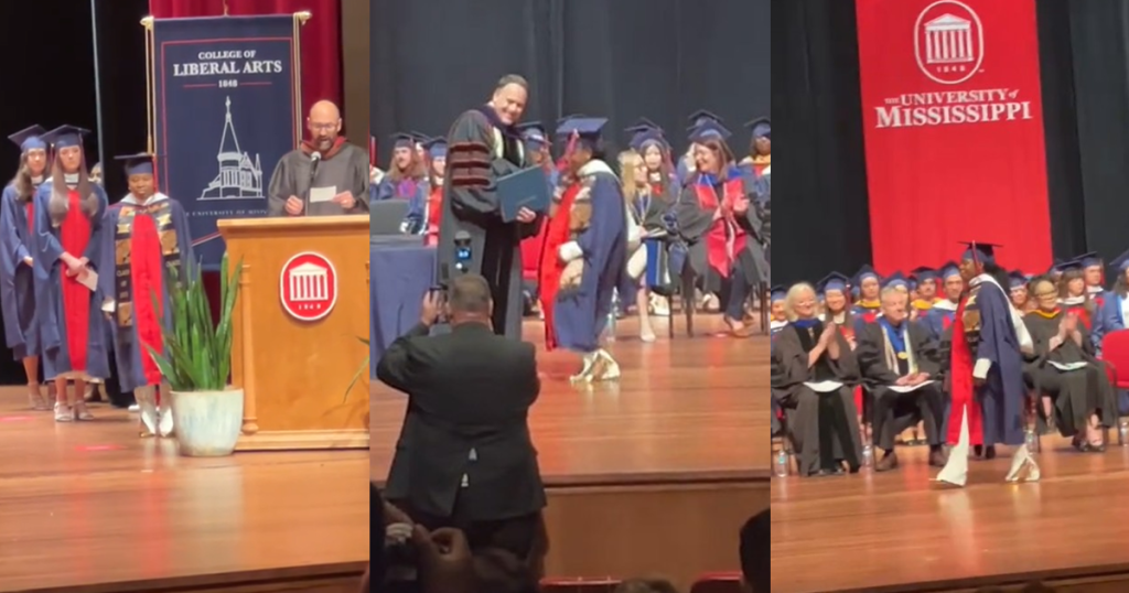 “it’s-not-hard-to-identify-a-properly-trained-yoruba-lady”-–-nigerian-lady-almost-knelt-to-receive-her-degree-at-a-university-abroad-(watch)