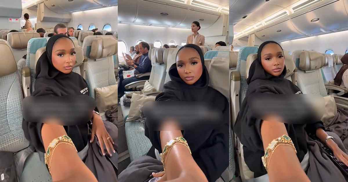 “first-and-business-class-sold-out-so-my-husband-booked-me-4-seats-in-economy-instead”-–-woman-shows-off-(watch)