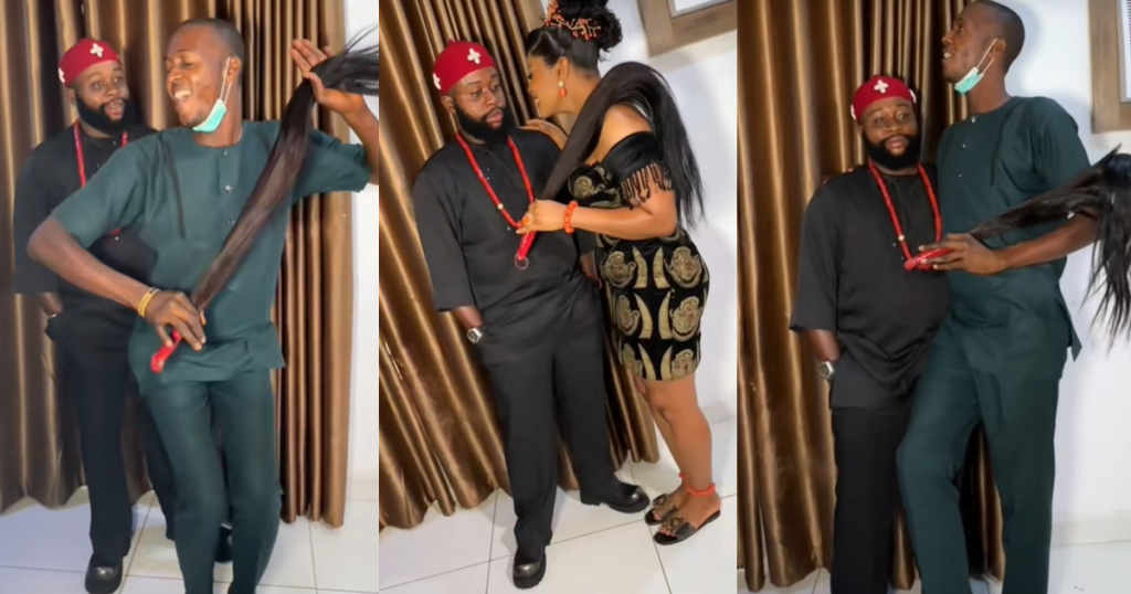 hilarious-moment-a-photographer-teaches-a-bride-how-to-pose-for-traditional-pictures-with-her-husband-on-their-wedding-day-(watch)