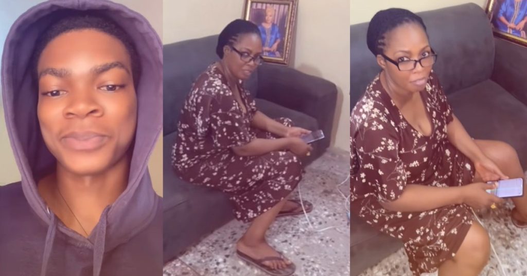 man-shares-how-he-playfully-sc0lded-his-mom-for-being-on-her-phone-instead-of-studying-for-her-master’s-degree-(video)