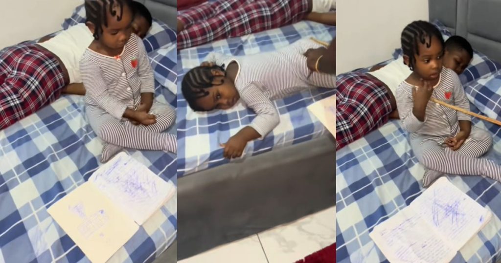 man-d!sciplines-his-toddler-for-writing-jargon-on-her-brother’s-agricultural-notebook-(watch)