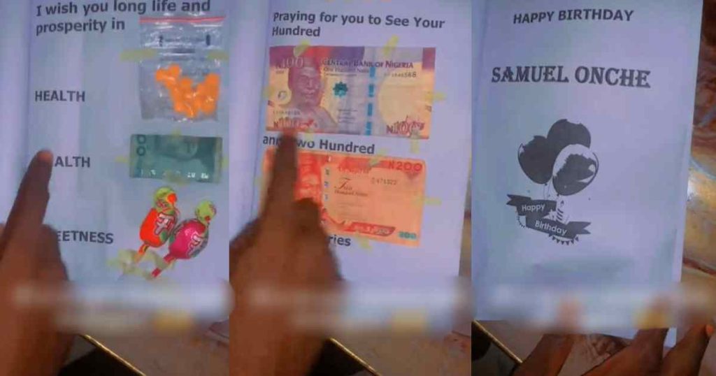 “if-you-no-get-money-just-strategize”-–-man-left-speechless-as-sister-gifts-him-creative-cash-booklet-for-birthday-(watch)