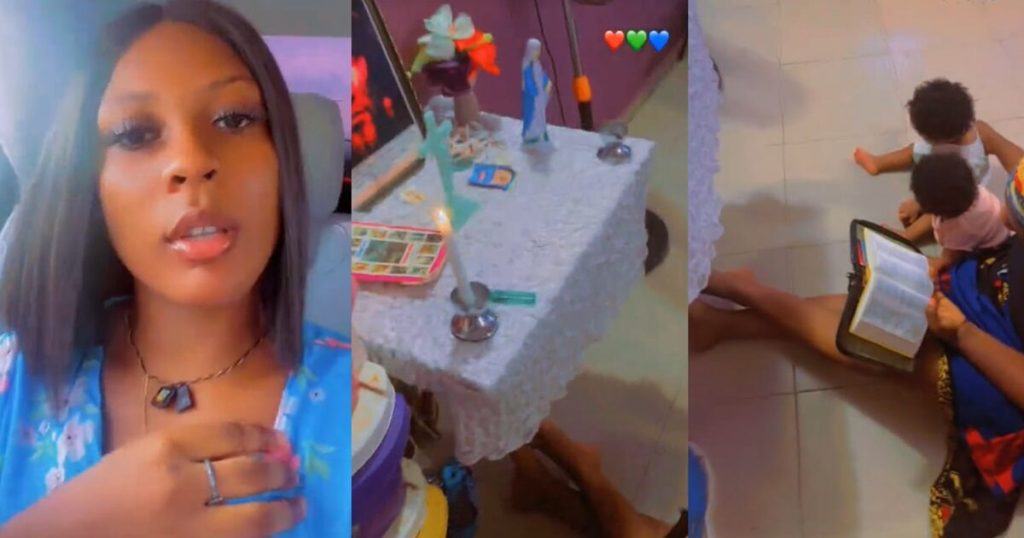 lady-reveals-she-went-to-visit-her-sister-and-saw-her-doing-morning-devotion-with-her-twin-babies-(watch)